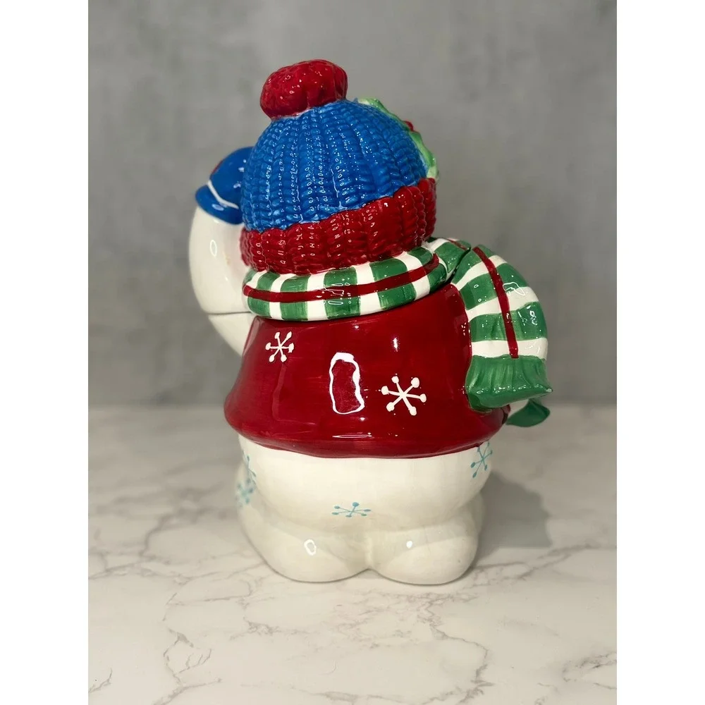 Studio Nova Festive Frosty Snowman Cookie Jar KT700 Christmas Holiday Ceramic